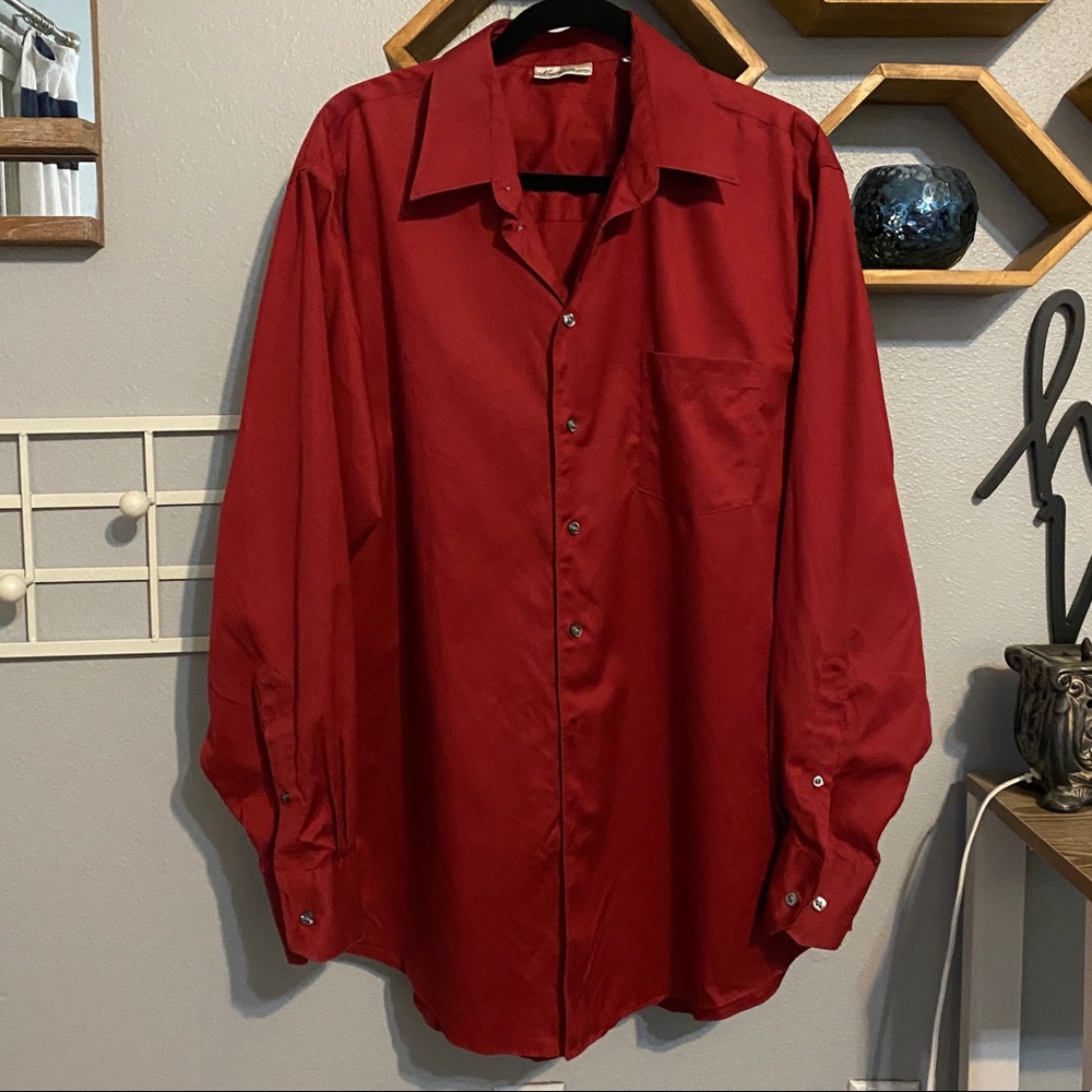 Kenneth Cole Solid Red Dress Shirt 17 34/35